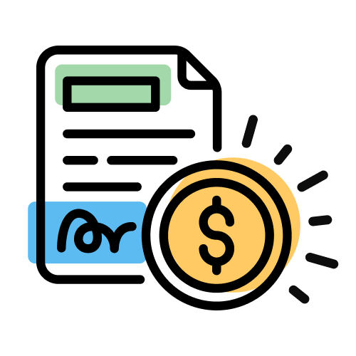 illustration of document with coin - rate icon